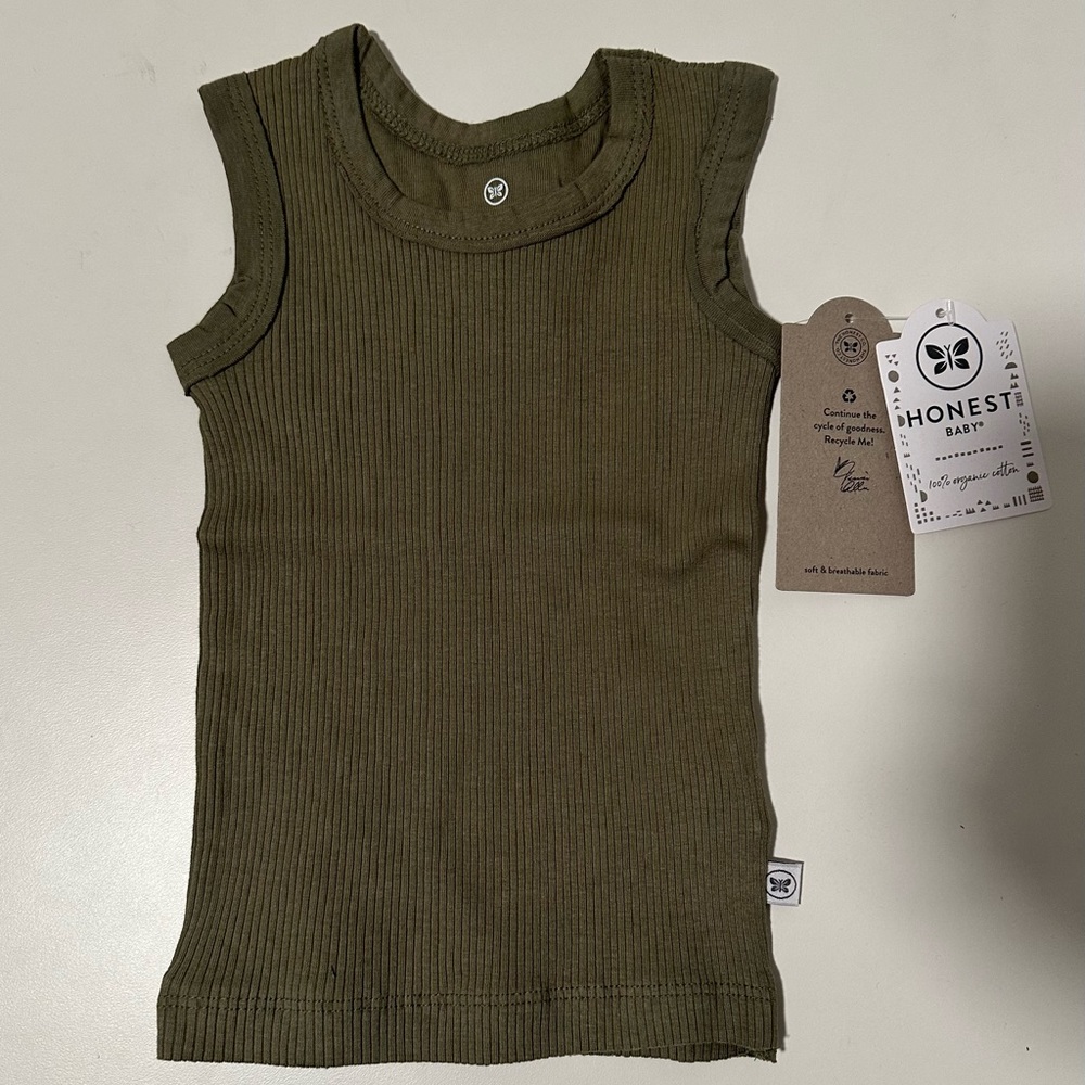 Honest Baby 0-3m Organic Cotton Chunky Rib Tank Soft Olive NWT